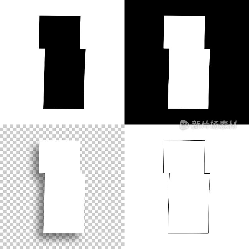 密苏里州斯通县。设计地图。空白，白色和黑色背景