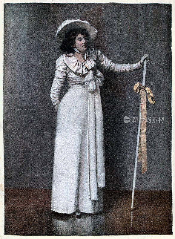 一位身着白色连衣裙的年轻女子的肖像研究，源自格特鲁德・戴曼・哈蒙德，19世纪90年代