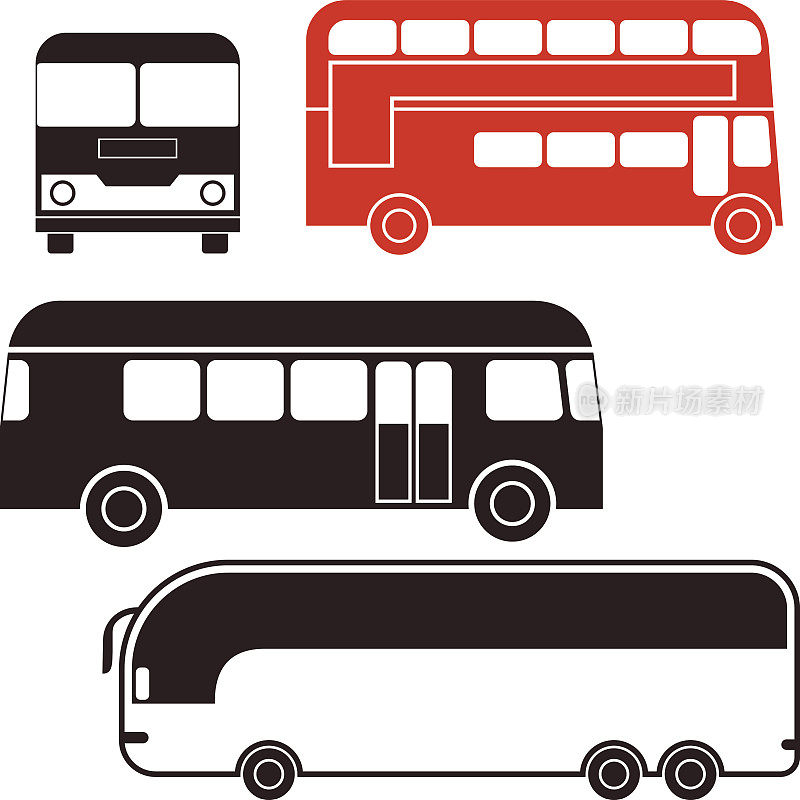 各种类型的公共汽车的插图