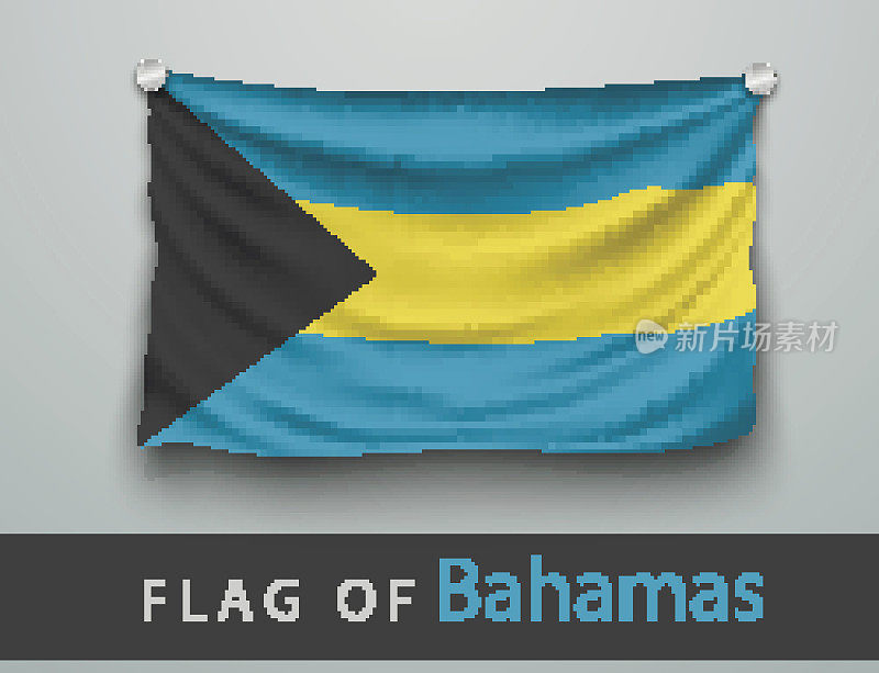 巴哈马的旗帜被打烂了，挂在墙上