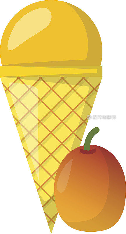 矢量卡通芒果冰淇淋球