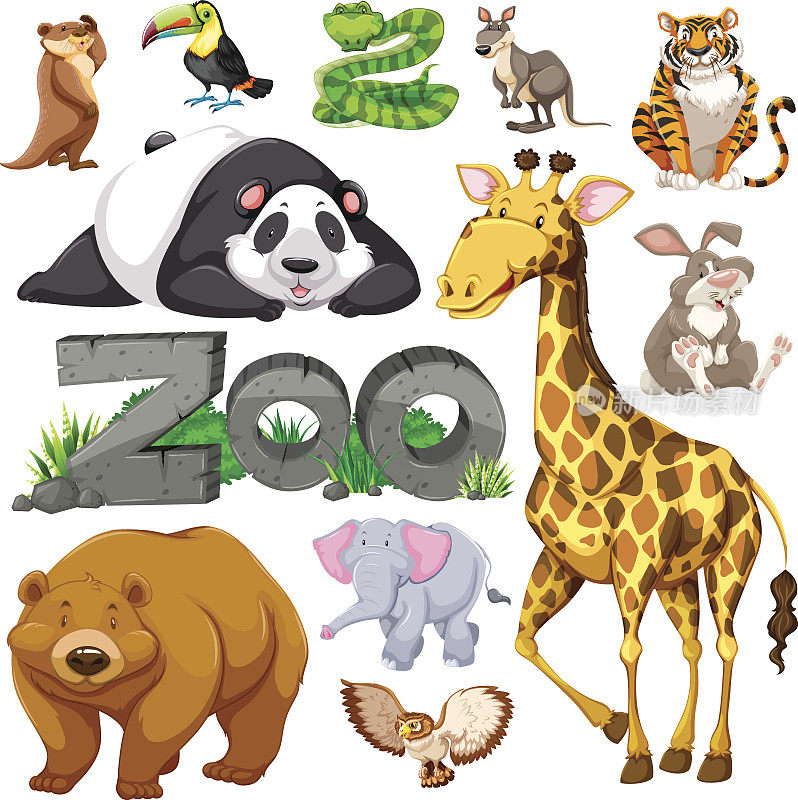 动物园里有不同种类的野生动物
