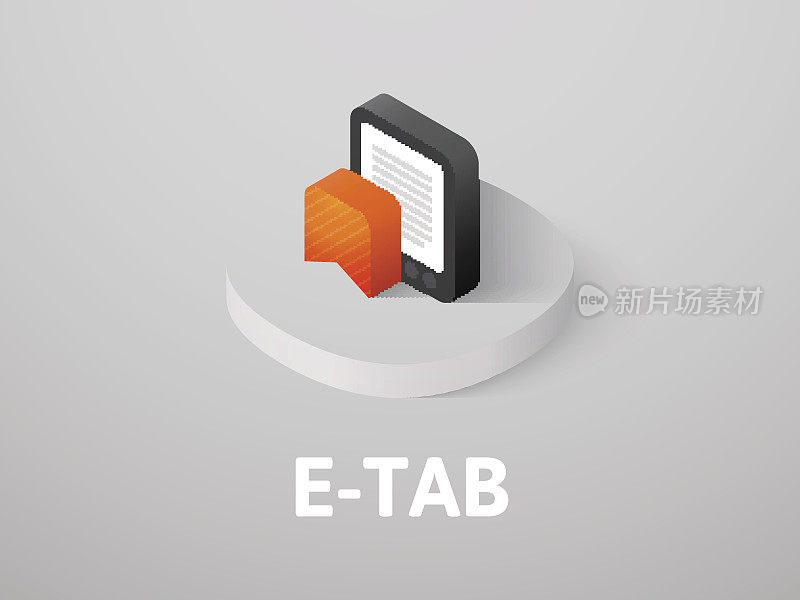 E-Tab等距图标，孤立在彩色背景上