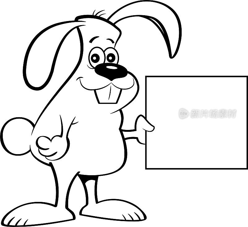 卡通兔子举着一个牌子。