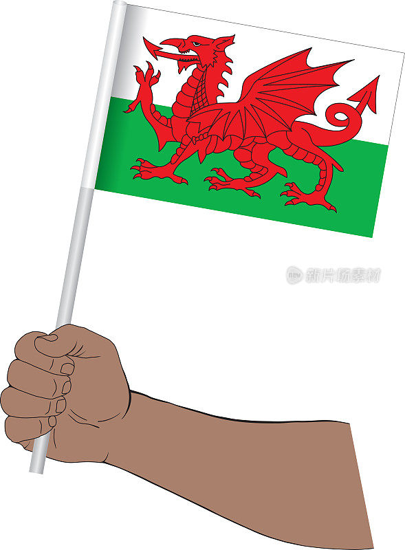 手握威尔士国旗