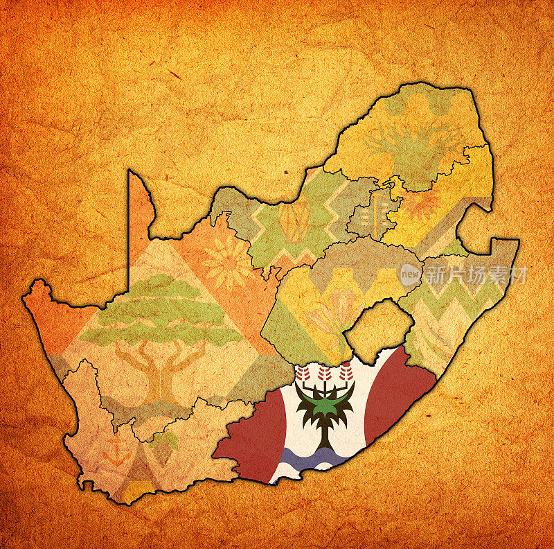 南非行政地图上的东开普地区旗