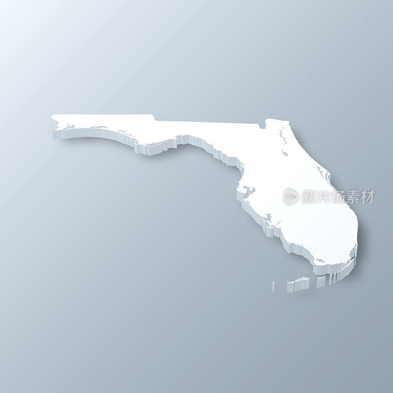 佛罗里达3D地图上的灰色背景