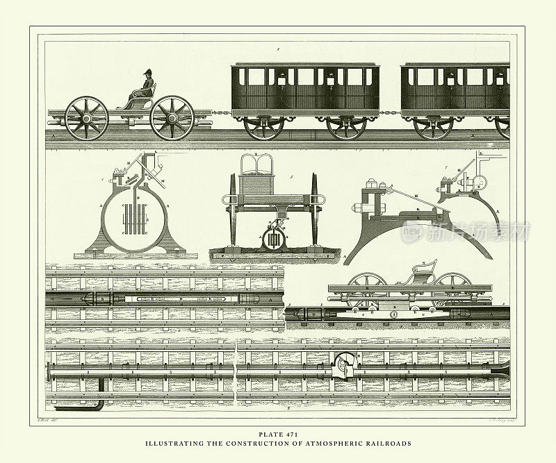 雕刻古玩，说明石桥的建造雕刻古玩插图，1851年出版