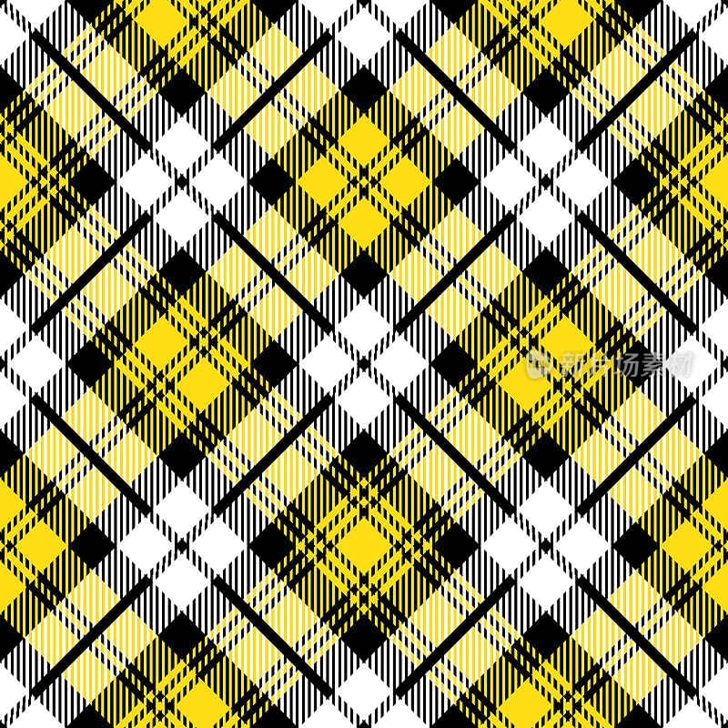 黄色苏格兰皇家格子花格纺织图案