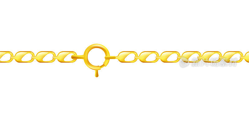 金色链锁模型，真实的矢量插图孤立。
