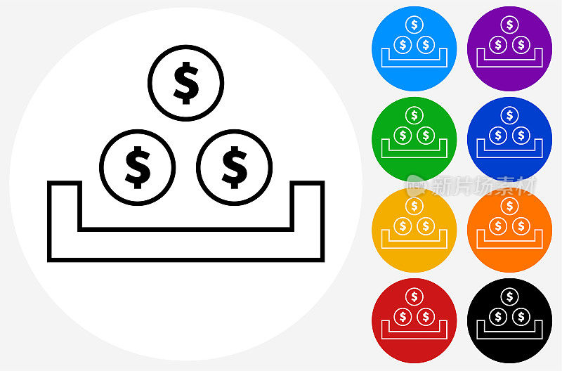 储蓄托盘与金钱图标