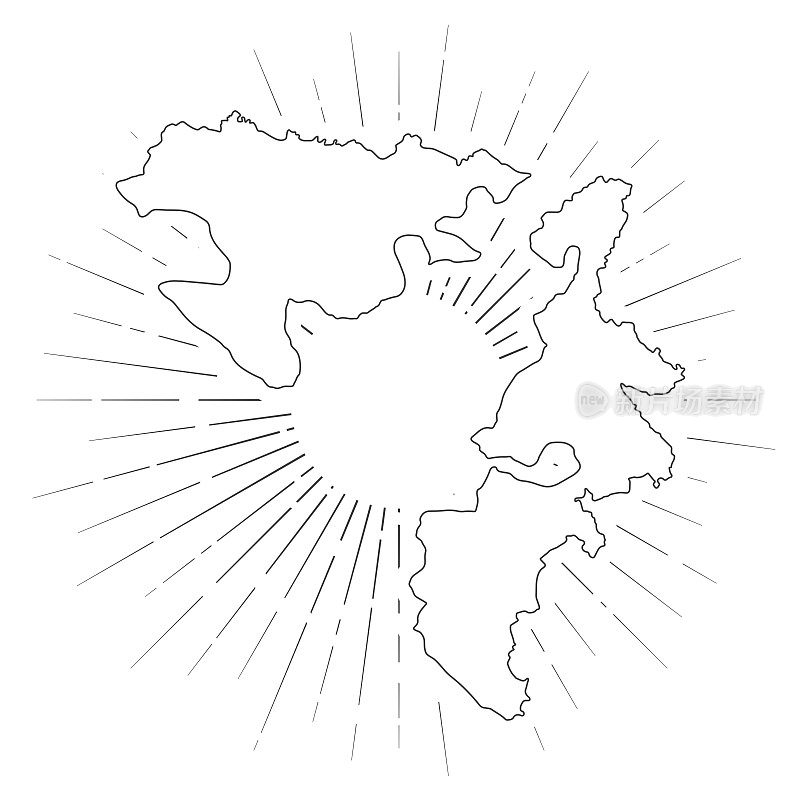斯普斯卡共和国地图，阳光在白色的背景