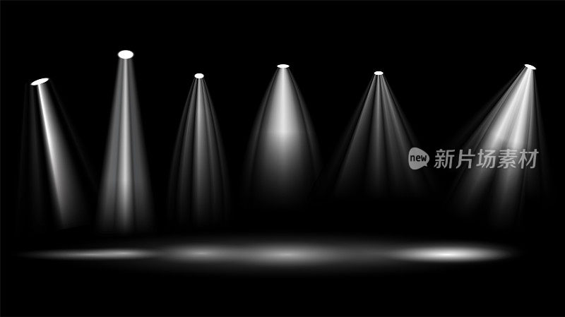 灯光,聚光灯下的明亮灯光。矢量图