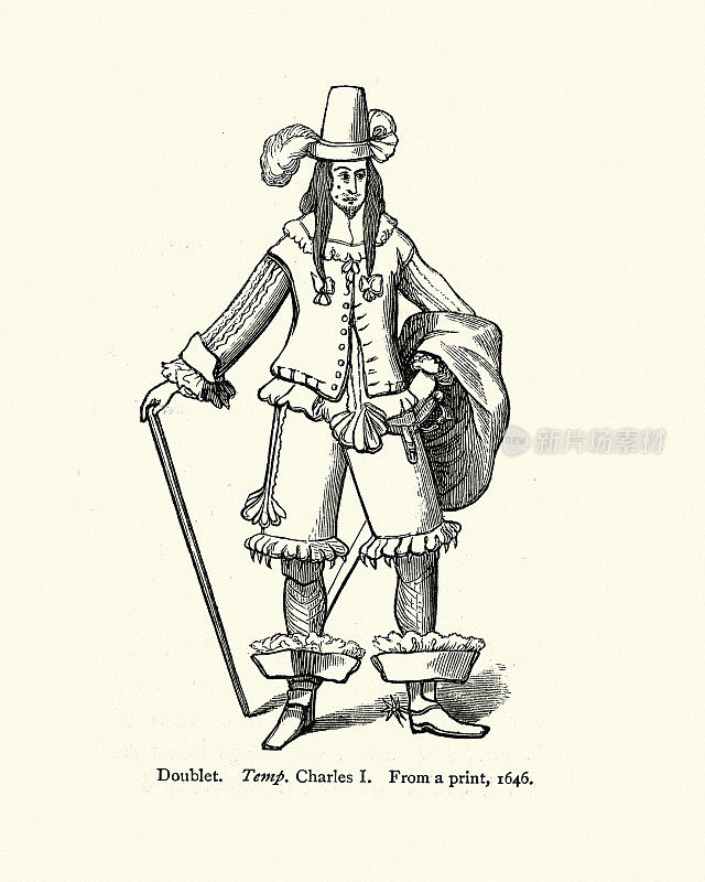 穿着17世纪中期服装的男人
