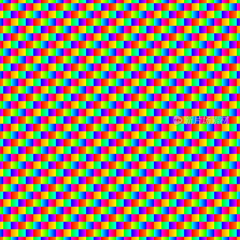 明亮的彩虹色正方形形状，在矩阵模式