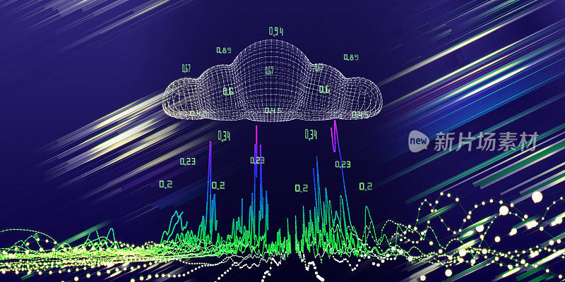 摘要技术背景云计算网格概念与数据和模糊线。云计算旗帜。大数据。互联网业务技术。网络数据服务。