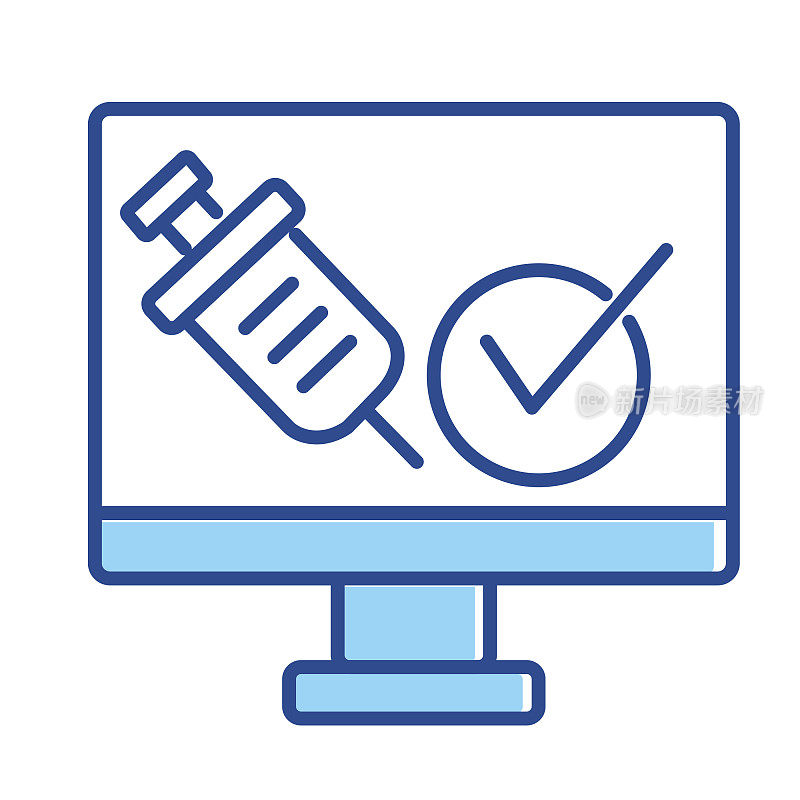 Covid-19流感病毒疫苗接种在线证书细线图标可编辑stroke