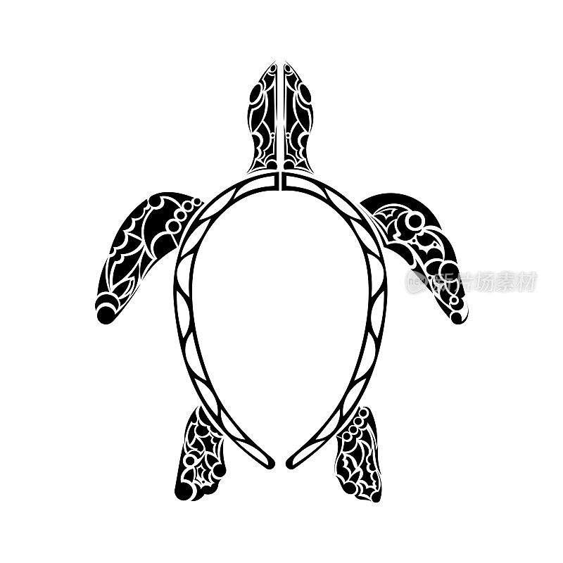 波利尼西亚风格的海龟纹身。黑白海龟纹身。毛利部落的模式。孤立。向量