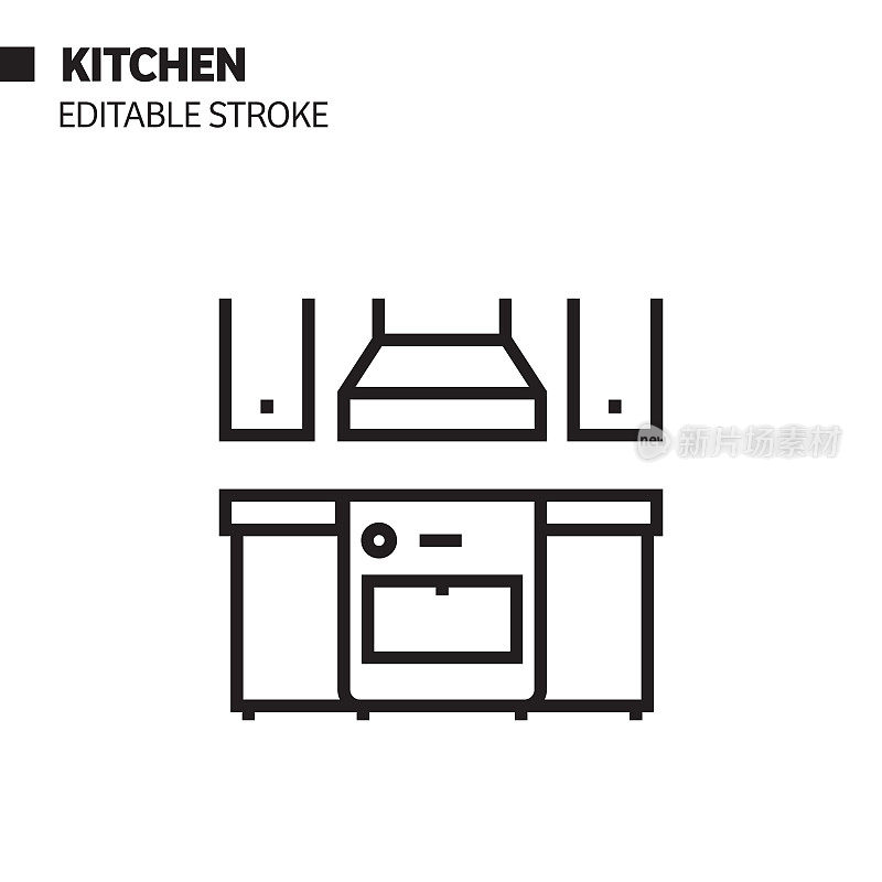 厨房线图标，轮廓矢量符号插图。