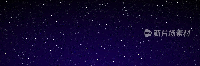 深蓝色的夜空与星星的全景背景。向量