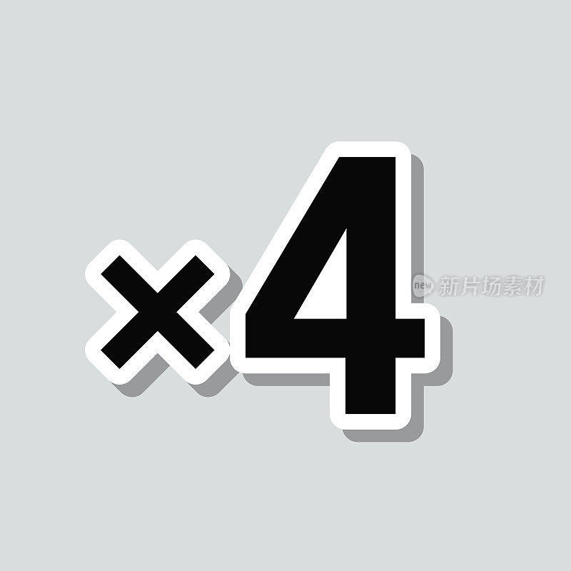 x4,四次。图标贴纸在灰色背景