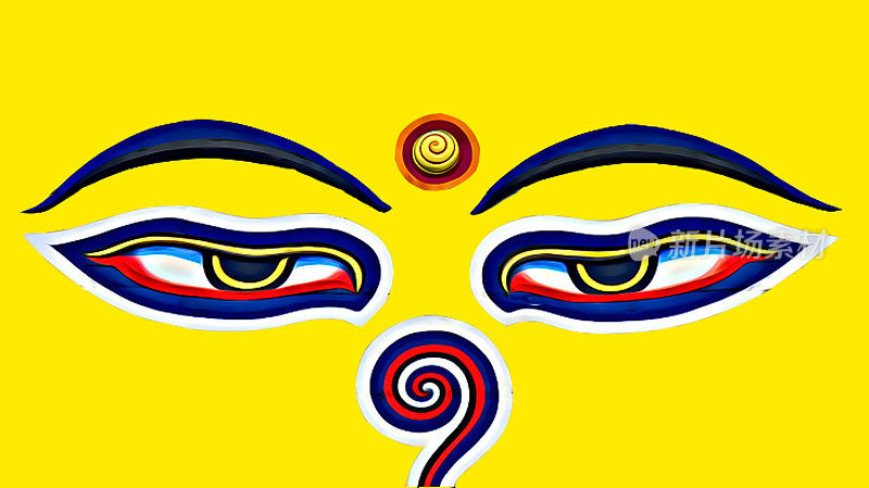 佛眼插画艺术。佛陀的眼睛。它们代表智慧和慈悲。