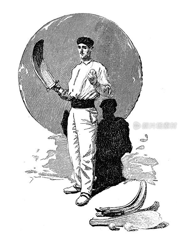 古董插图:巴斯克佩洛塔(回力球)玩家