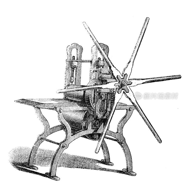 古董插图，应用力学和机械:雕刻机