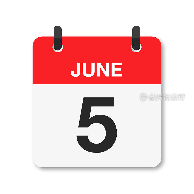 6月5日-每日日历图标-白色背景