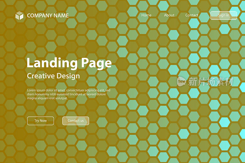 登陆页模板-六角形马赛克与绿色梯度-抽象几何背景