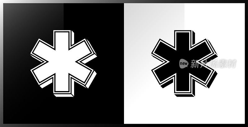 救护车和急救十字图标。