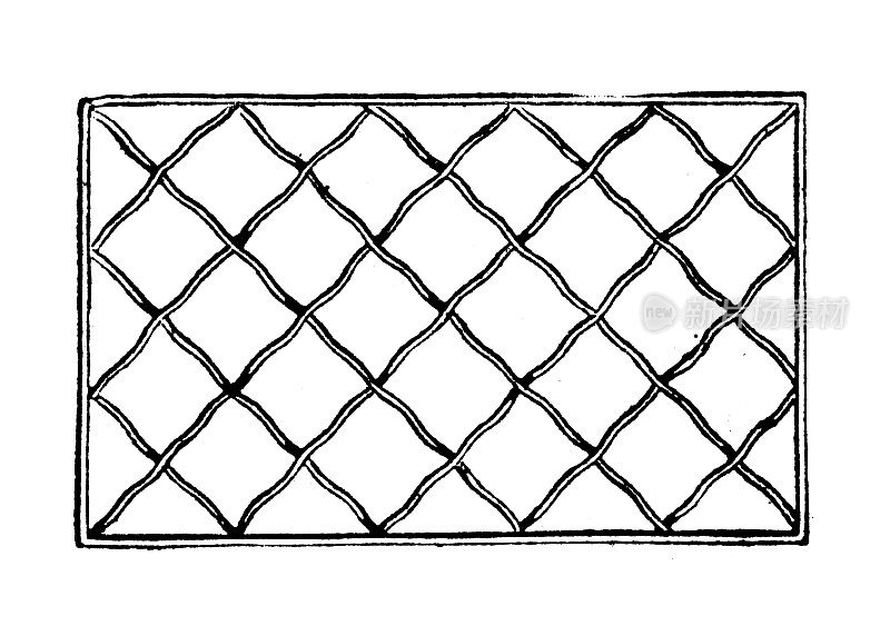 古董雕刻插图:钻石丝格