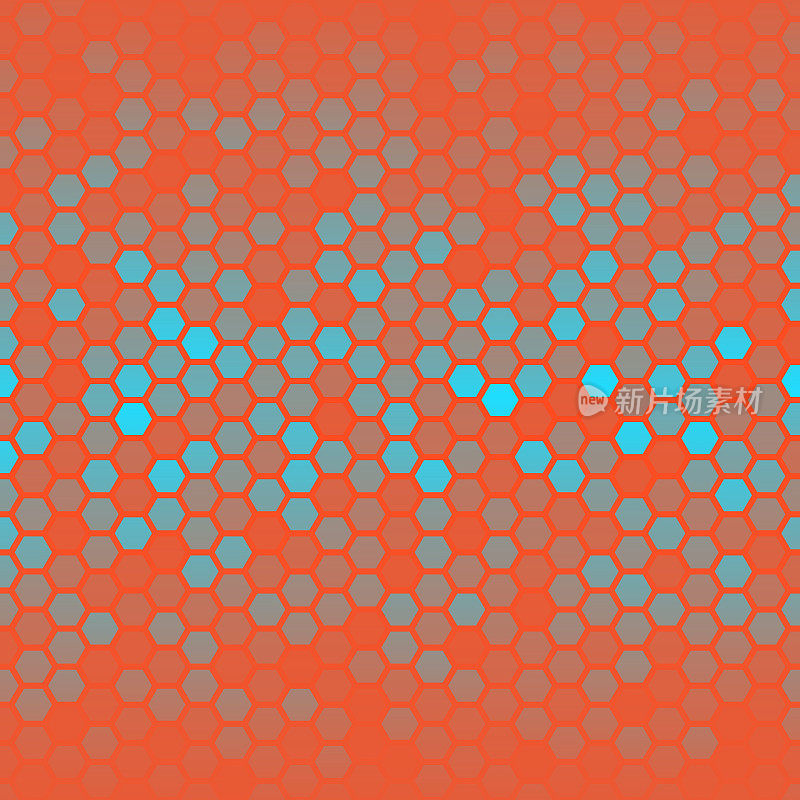 抽象几何背景-六角形马赛克与橙色梯度