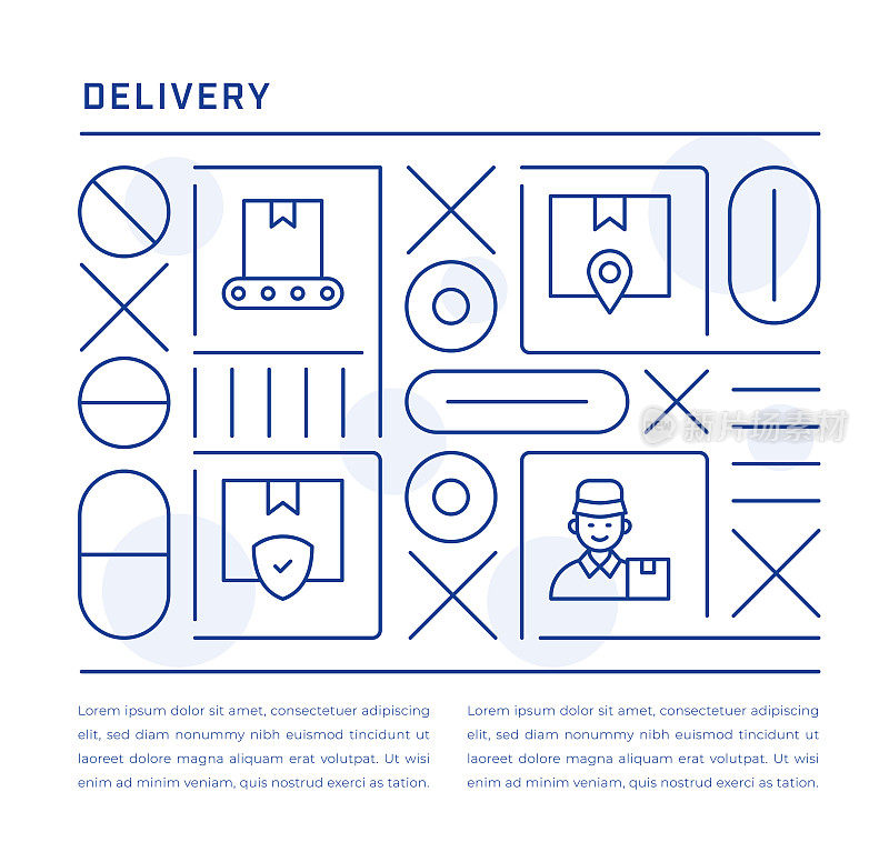 送货网页横幅设计与分配，跟踪，货物安全，送货员线图标