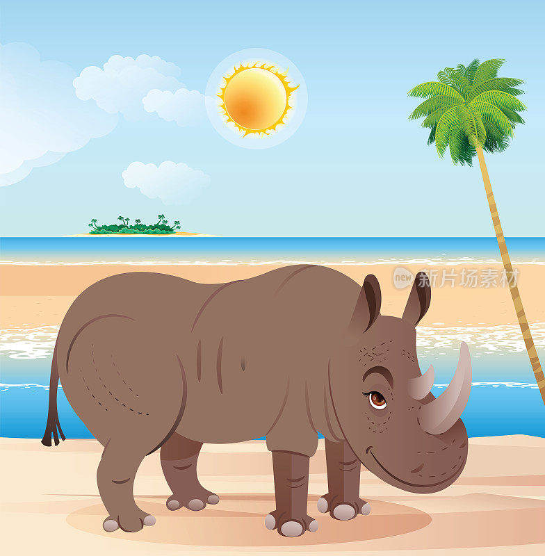 海滩上的犀牛