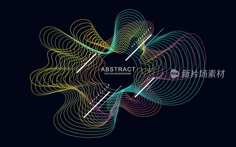 抽象背景与动态粒子。圆形网格图案