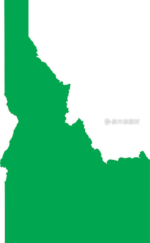 美国爱达荷州的绿色CMYK彩色地图