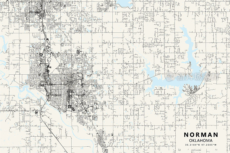 诺曼，俄克拉荷马州，美国矢量地图