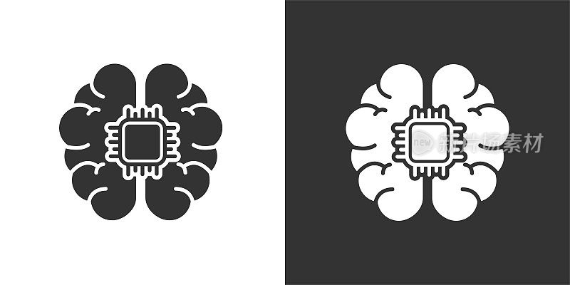 人工智能图标。固体图标，可以应用在任何地方，简单，像素完美和现代风格