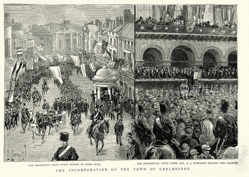 切姆斯福德镇合并的场景，历史，维多利亚时代，1888年，19世纪