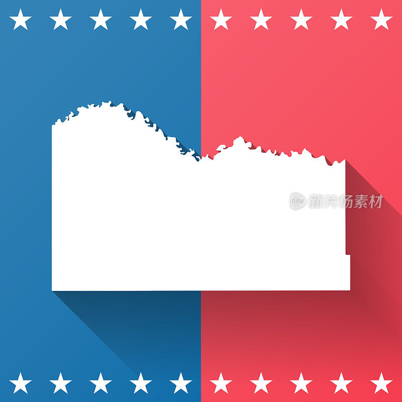 南达科他州的梅莱特县。地图在蓝色和红色的背景
