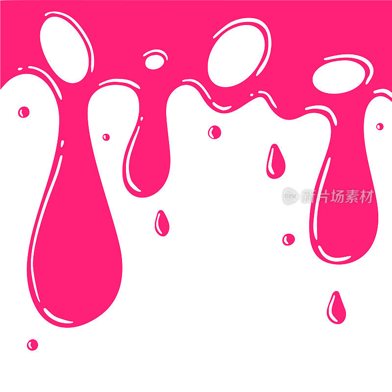 粉色液体滴下，奶油或酱汁液体流动。