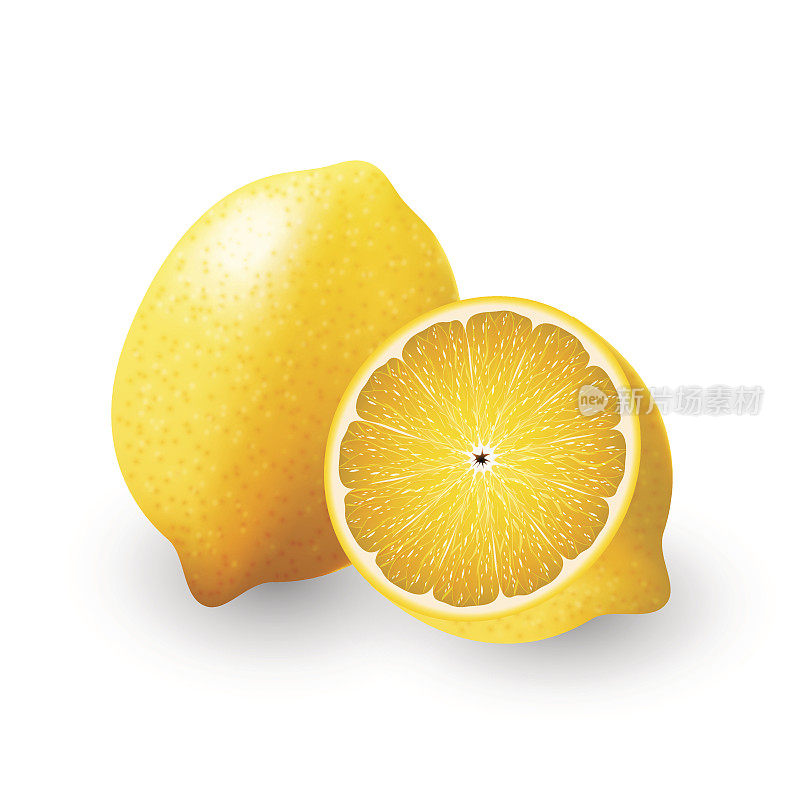 黄色柠檬和一半，酸橙，水果，透明，向量
