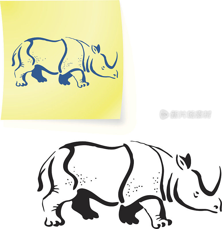 犀牛在贴字条上画画