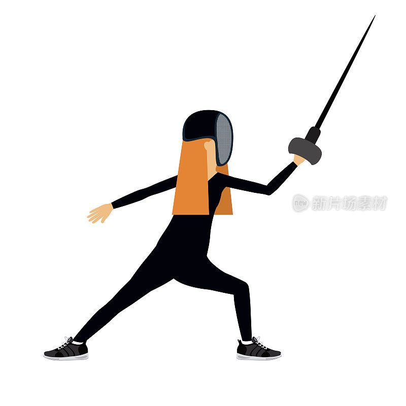 女运动员练习击剑孤立图标设计