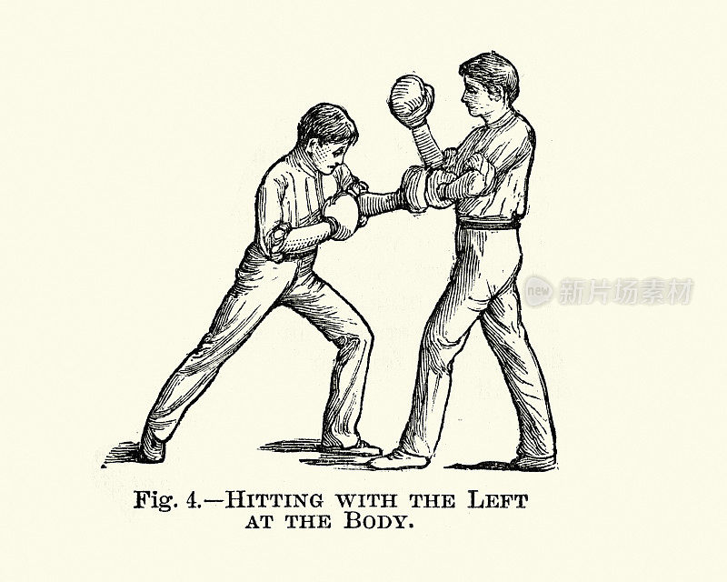 拳击,拳击手用左手击打身体,维多利亚