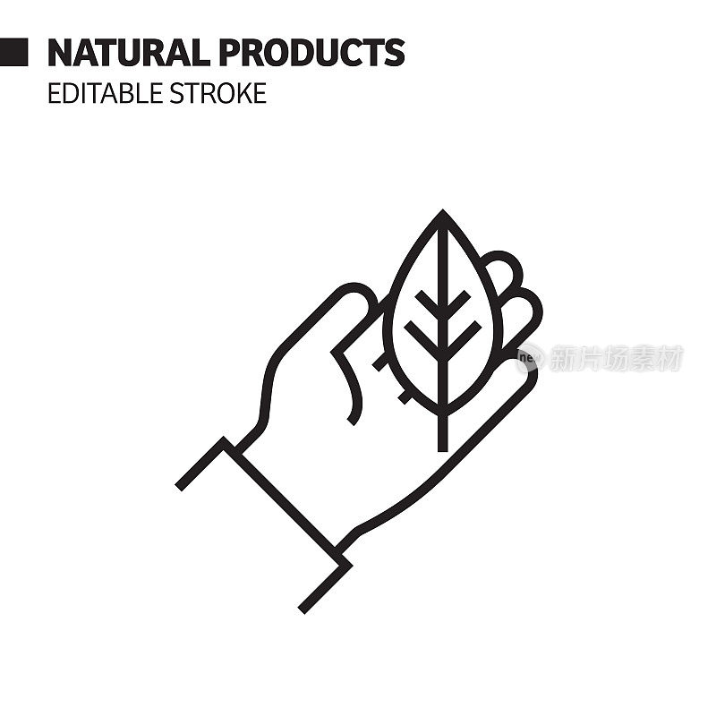 天然产品系列图标。可编辑的描边轮廓符号