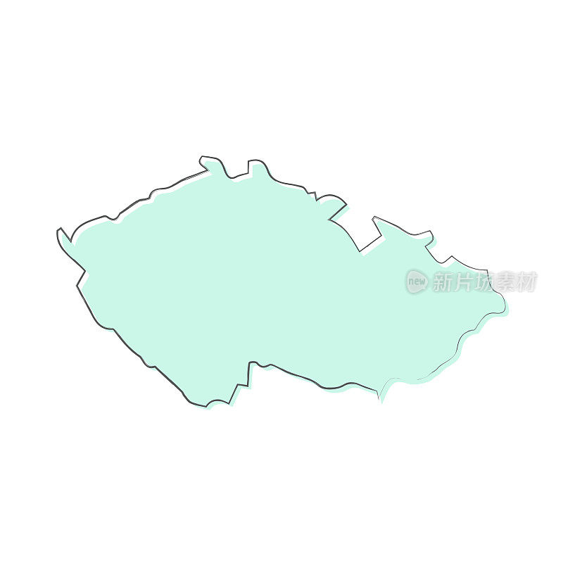 捷克共和国地图手绘在白色的背景-时尚的设计