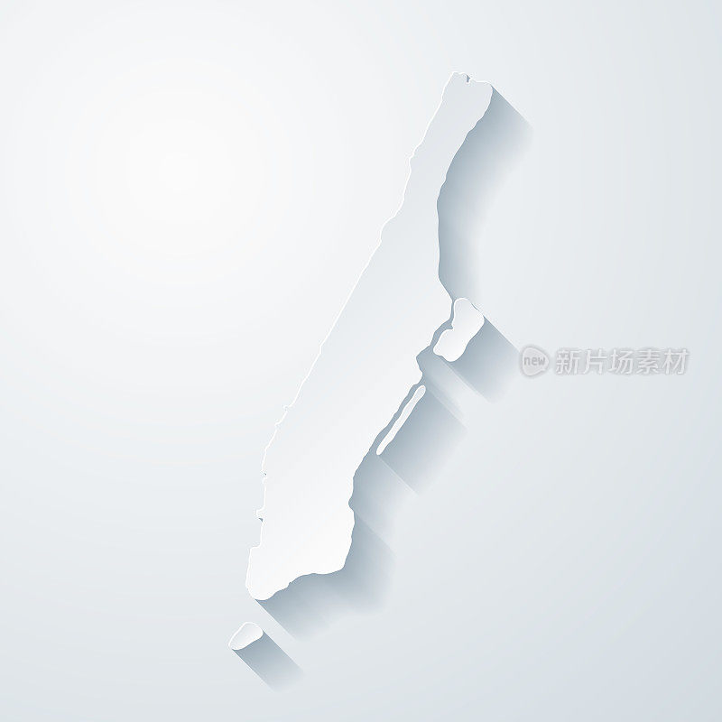 曼哈顿地图与剪纸效果空白背景