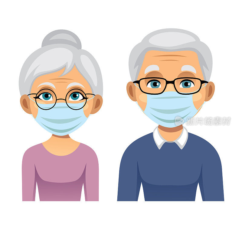 祖母和祖父都戴着面具